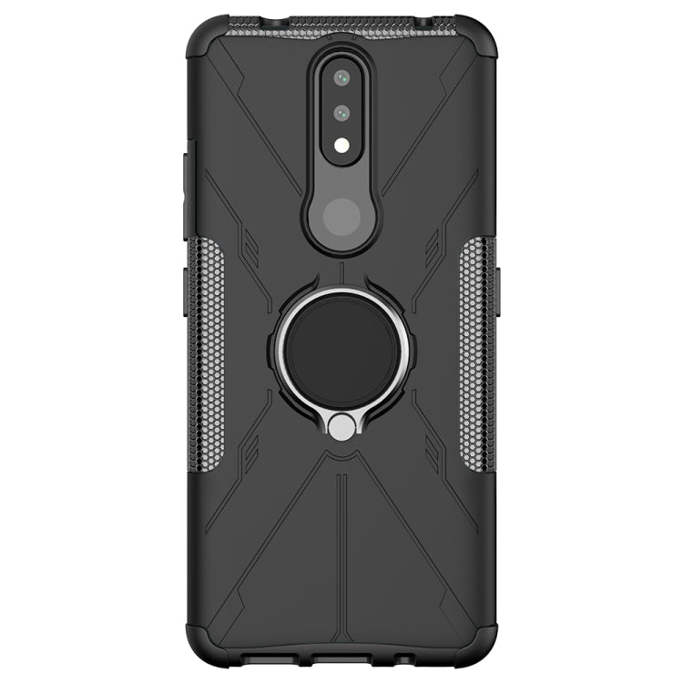 For Nokia 2.4 Machine Armor Bear Shockproof PC + TPU Protective Case with Ring Holder