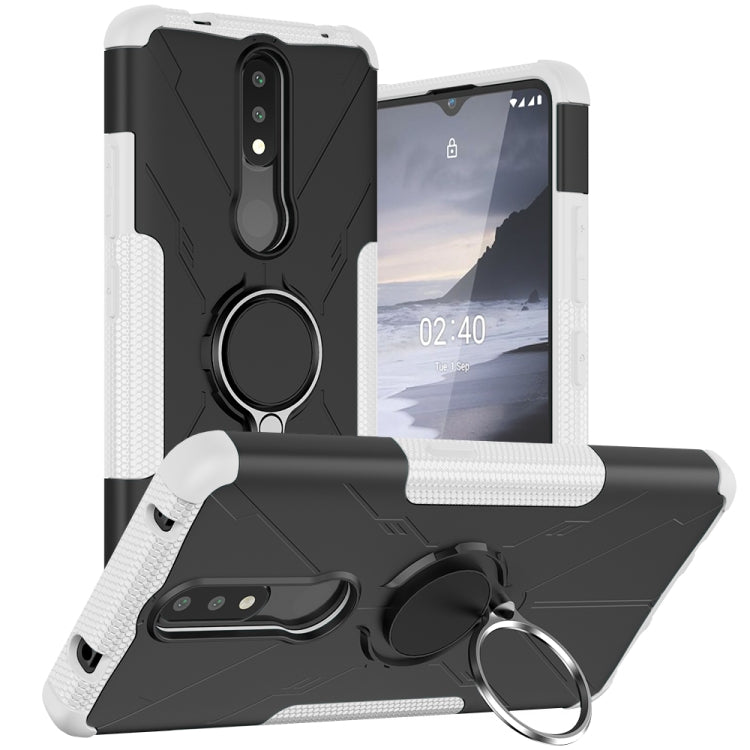 For Nokia 2.4 Machine Armor Bear Shockproof PC + TPU Protective Case with Ring Holder