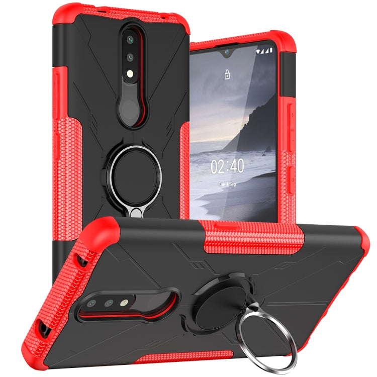 For Nokia 2.4 Machine Armor Bear Shockproof PC + TPU Protective Case with Ring Holder