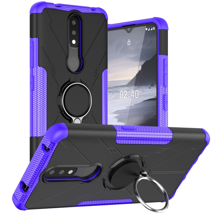 For Nokia 2.4 Machine Armor Bear Shockproof PC + TPU Protective Case with Ring Holder