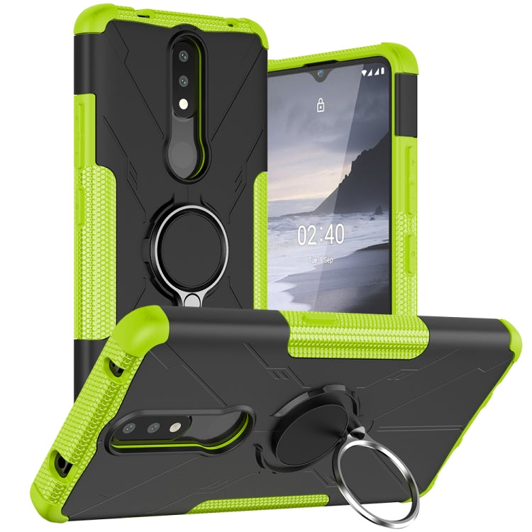 For Nokia 2.4 Machine Armor Bear Shockproof PC + TPU Protective Case with Ring Holder