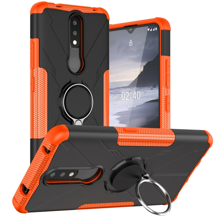 For Nokia 2.4 Machine Armor Bear Shockproof PC + TPU Protective Case with Ring Holder