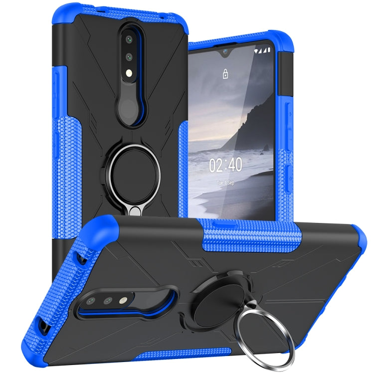 For Nokia 2.4 Machine Armor Bear Shockproof PC + TPU Protective Case with Ring Holder