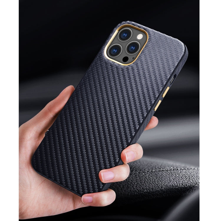 For iPhone 12 Pro Carbon Fiber Leather Texture Kevlar Anti-fall Phone Protective Case
