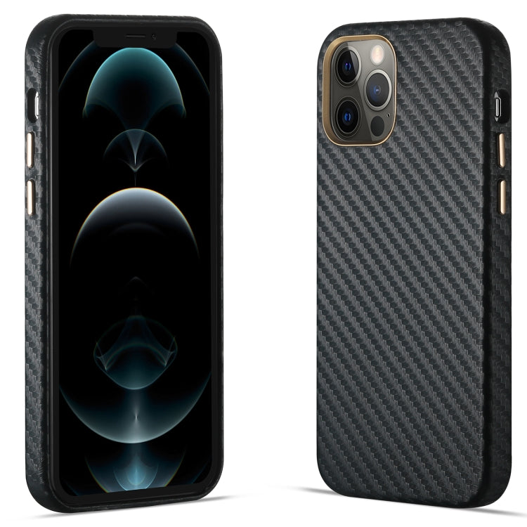 For iPhone 12 Pro Max Carbon Fiber Leather Texture Kevlar Anti-fall Phone Protective Case