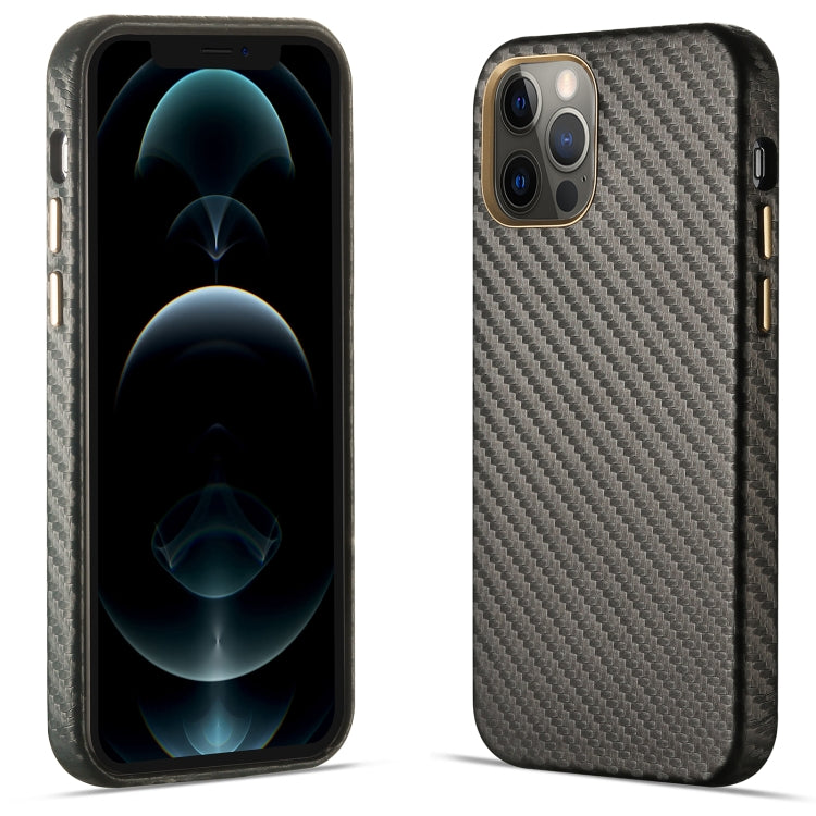 For iPhone 12 Pro Max Carbon Fiber Leather Texture Kevlar Anti-fall Phone Protective Case