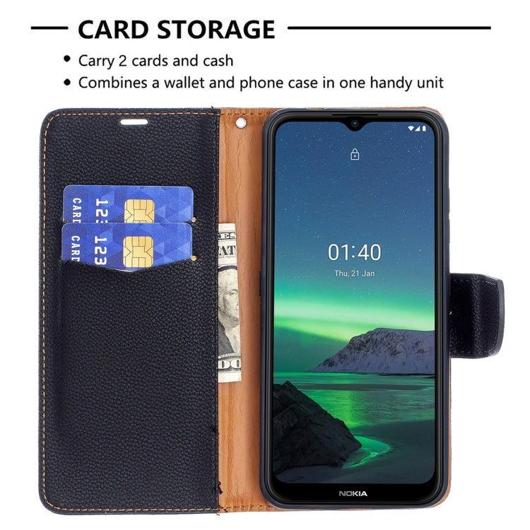 For Nokia 1.4 Litchi Texture Pure Color Horizontal Flip Leather Case with Holder & Card Slots & Wallet & Lanyard