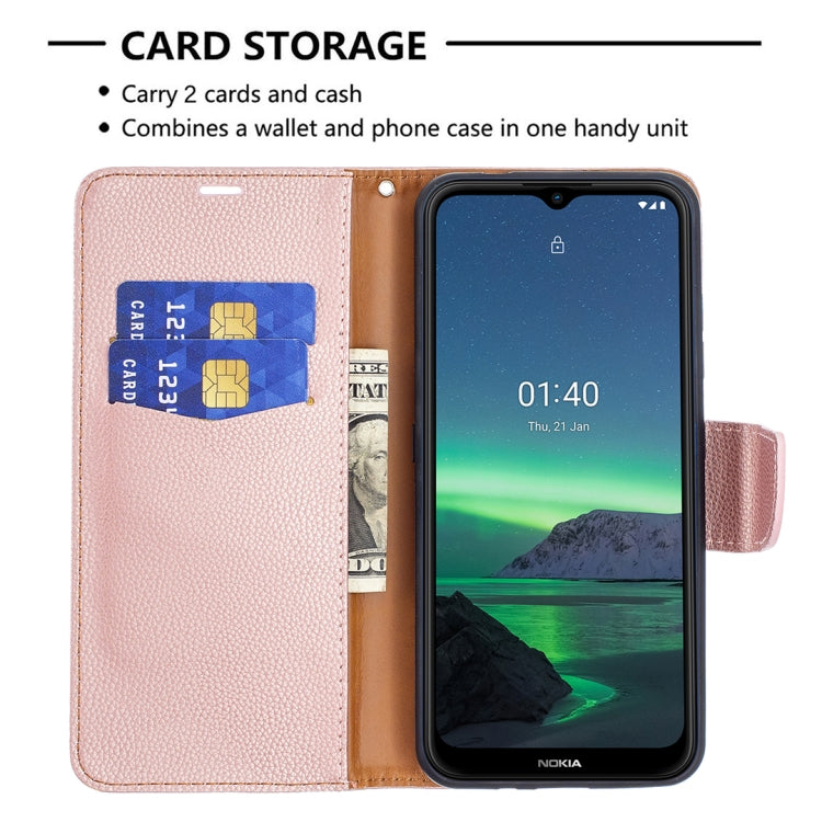 For Nokia 1.4 Litchi Texture Pure Color Horizontal Flip Leather Case with Holder & Card Slots & Wallet & Lanyard