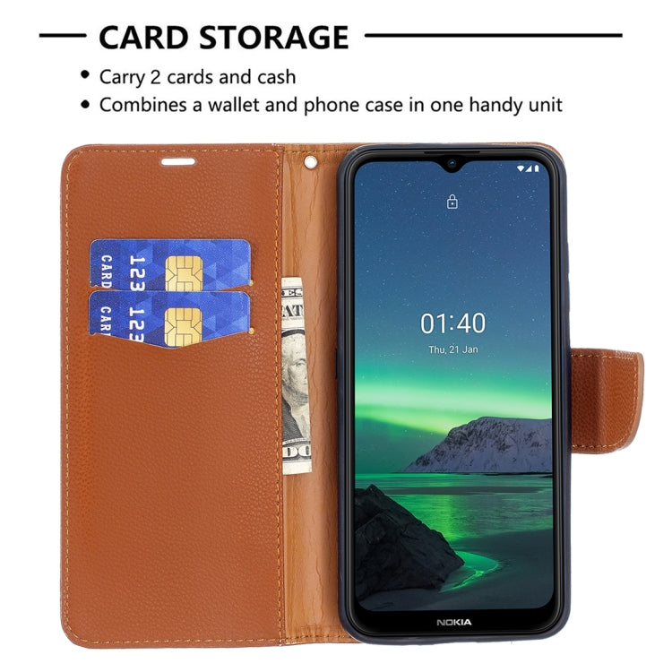 For Nokia 1.4 Litchi Texture Pure Color Horizontal Flip Leather Case with Holder & Card Slots & Wallet & Lanyard