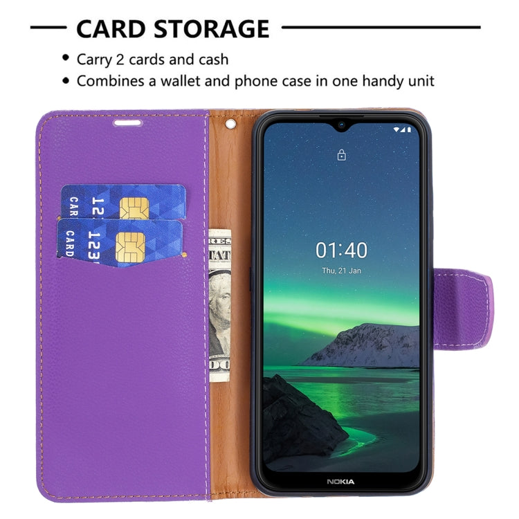 For Nokia 1.4 Litchi Texture Pure Color Horizontal Flip Leather Case with Holder & Card Slots & Wallet & Lanyard