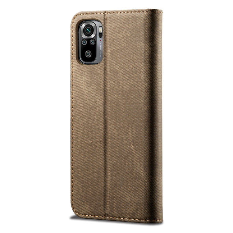 For Xiaomi Redmi Note 10 / Note 10S Denim Texture Casual Style Horizontal Flip Leather Case with Holder & Card Slots & Wallet
