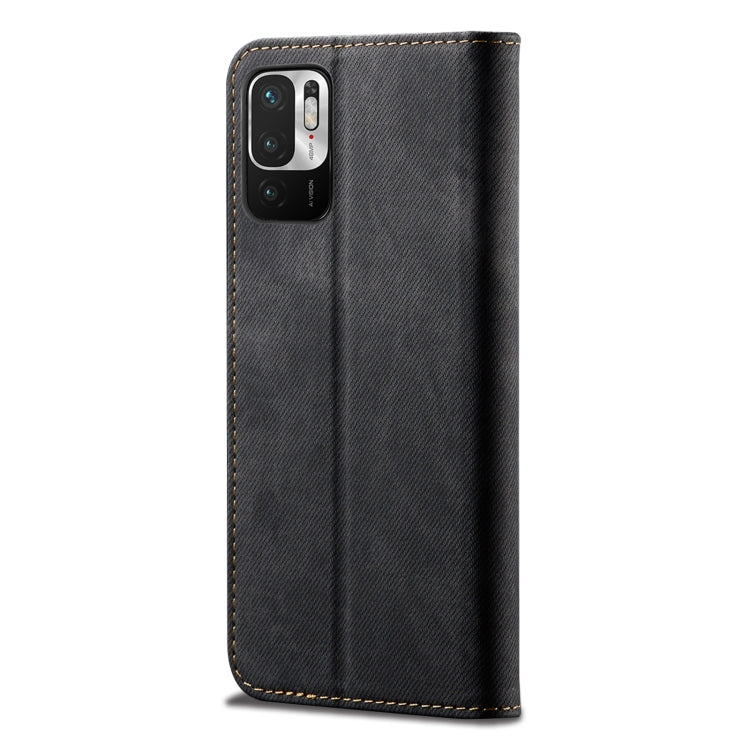 For Xiaomi Redmi Note 10 5G Denim Texture Casual Style Horizontal Flip Leather Case with Holder & Card Slots & Wallet