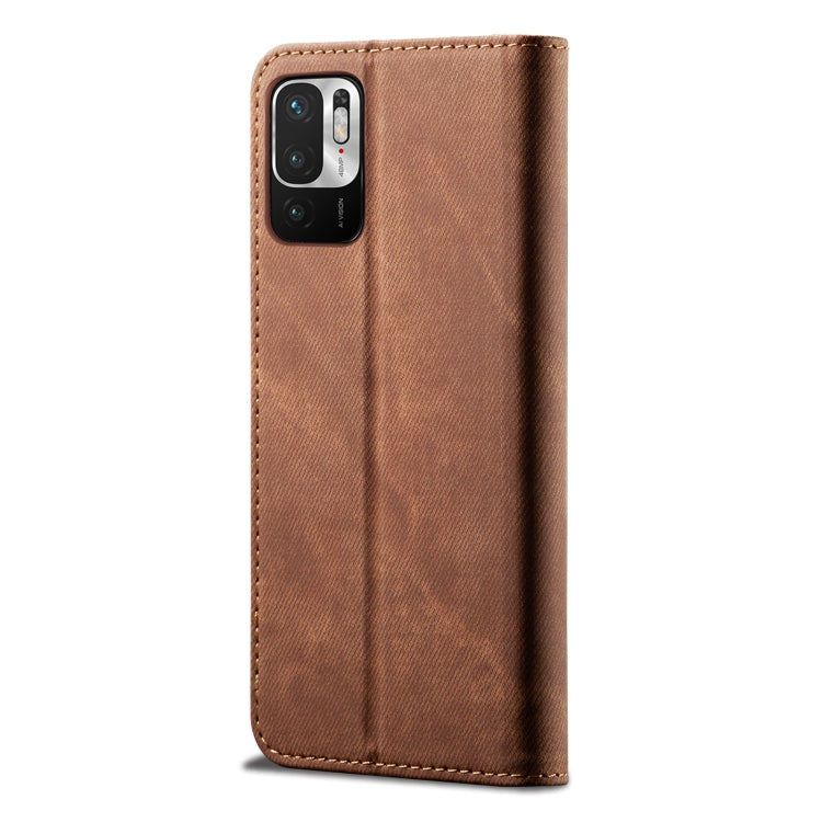 For Xiaomi Redmi Note 10 5G Denim Texture Casual Style Horizontal Flip Leather Case with Holder & Card Slots & Wallet