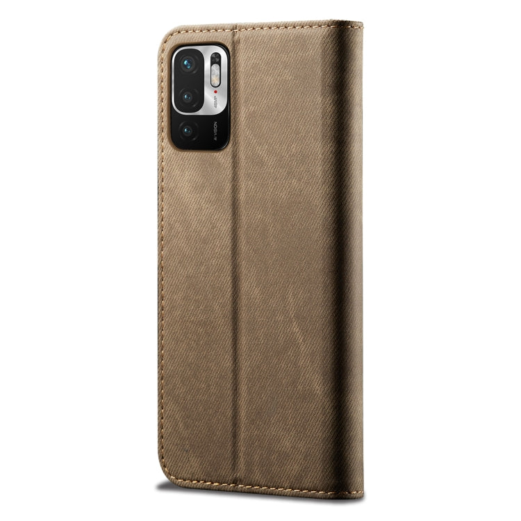 For Xiaomi Redmi Note 10 5G Denim Texture Casual Style Horizontal Flip Leather Case with Holder & Card Slots & Wallet