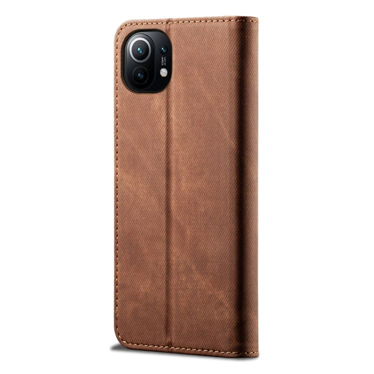 For Xiaomi Mi 11 Denim Texture Casual Style Horizontal Flip Leather Case with Holder & Card Slots & Wallet