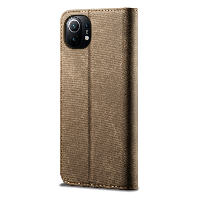 For Xiaomi Mi 11 Denim Texture Casual Style Horizontal Flip Leather Case with Holder & Card Slots & Wallet