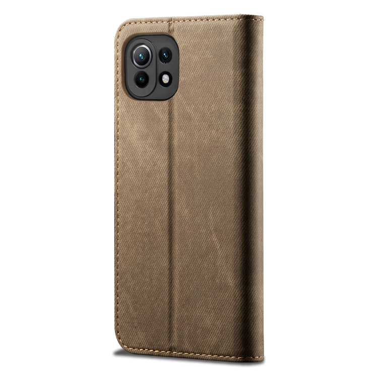 For Xiaomi Mi 11 Lite Denim Texture Casual Style Horizontal Flip Leather Case with Holder & Card Slots & Wallet