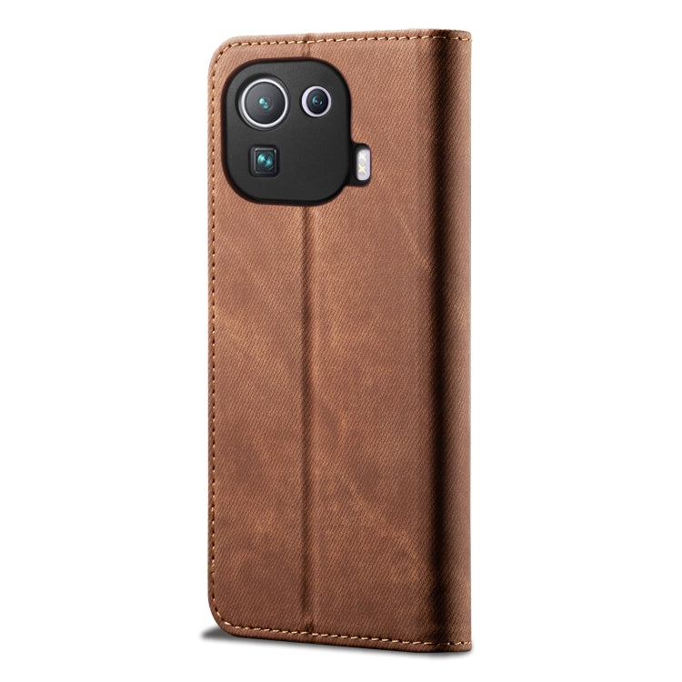 For Xiaomi Mi 11 Pro Denim Texture Casual Style Horizontal Flip Leather Case with Holder & Card Slots & Wallet