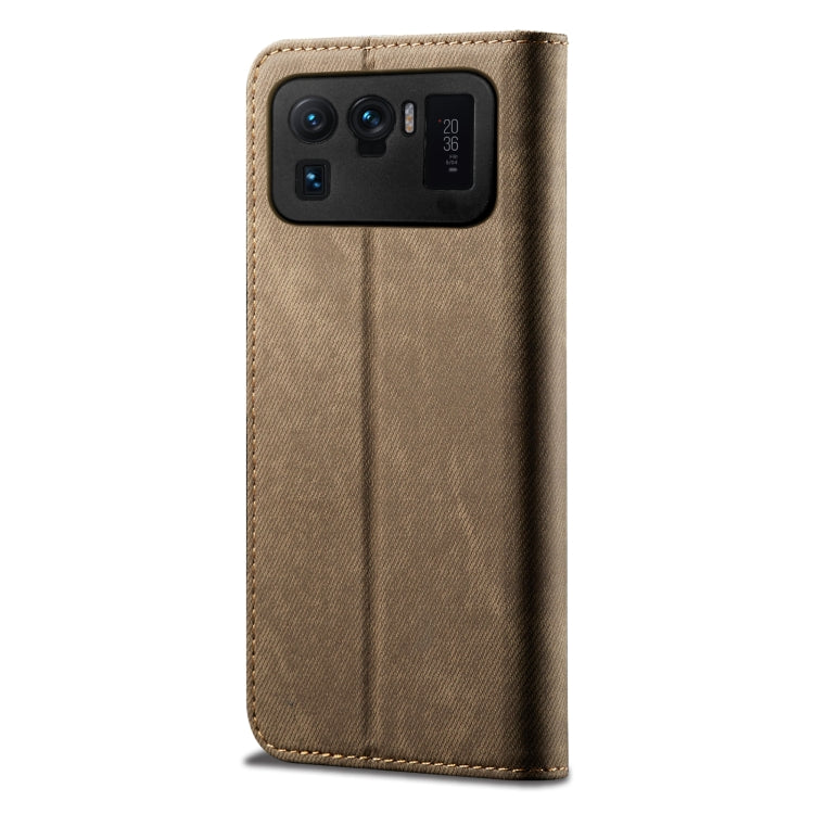 For Xiaomi Mi 11 Ultra Denim Texture Casual Style Horizontal Flip Leather Case with Holder & Card Slots & Wallet