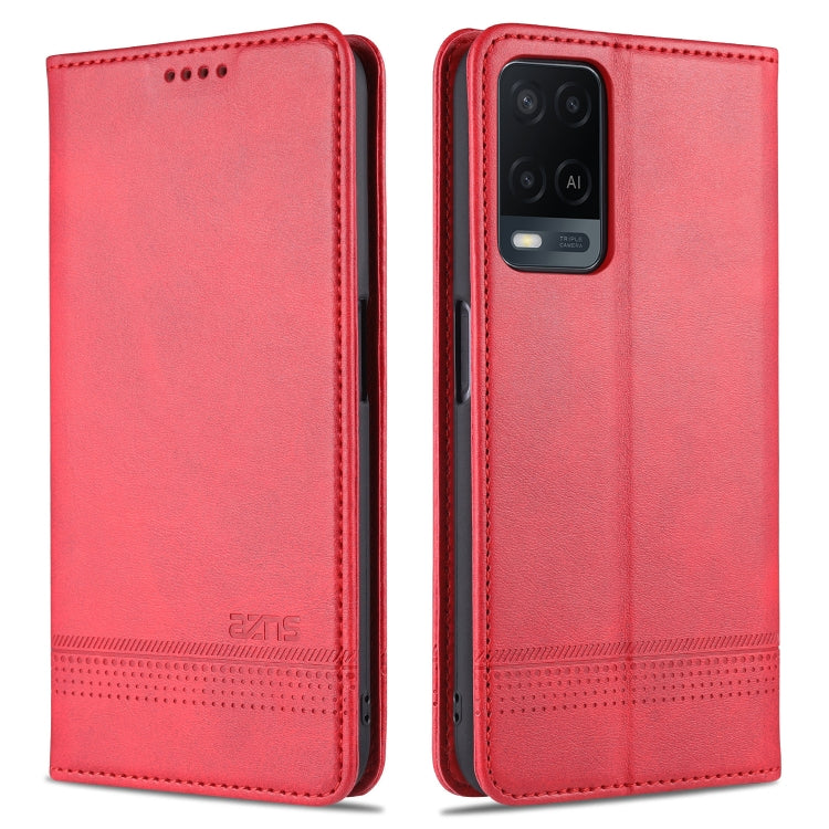 For OPPO A54 4G AZNS Magnetic Calf Texture Horizontal Flip Leather Case with Card Slots & Holder & Wallet