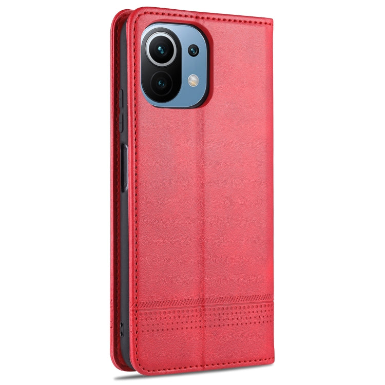 For Xiaomi Mi 11 Lite AZNS Magnetic Calf Texture Horizontal Flip Leather Case with Card Slots & Holder & Wallet