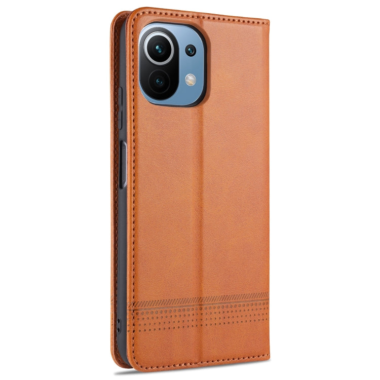 For Xiaomi Mi 11 Lite AZNS Magnetic Calf Texture Horizontal Flip Leather Case with Card Slots & Holder & Wallet