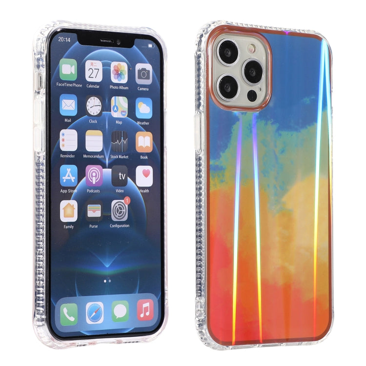 For iPhone 12 mini Aurora Cloud Plating Gold Edge Double-Side IMD Pattern TPU Shockproof Case