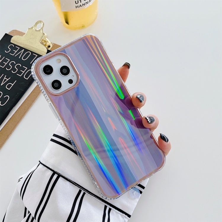 For iPhone 12 mini Aurora Cloud Plating Gold Edge Double-Side IMD Pattern TPU Shockproof Case