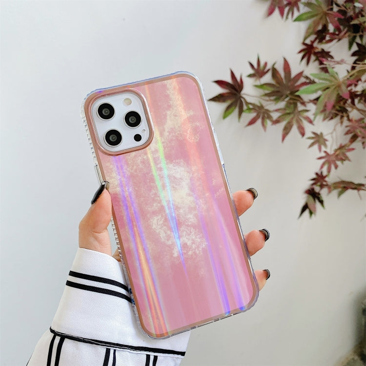 For iPhone 12 mini Aurora Cloud Plating Gold Edge Double-Side IMD Pattern TPU Shockproof Case