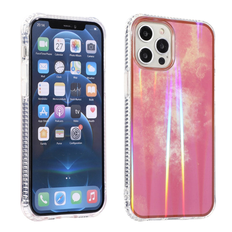 For iPhone 12 / 12 Pro Aurora Cloud Plating Gold Edge Double-Side IMD Pattern TPU Shockproof Case