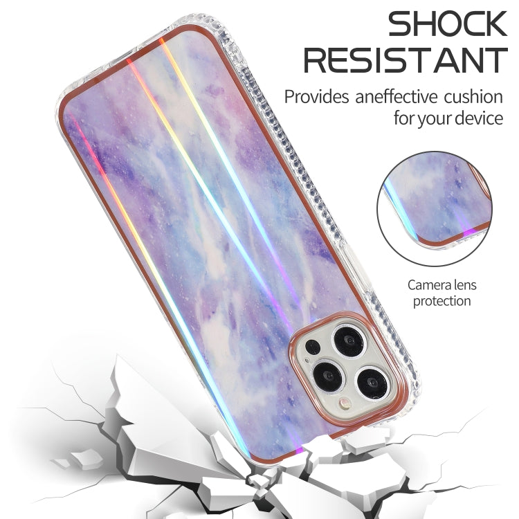 For iPhone 12 / 12 Pro Aurora Cloud Plating Gold Edge Double-Side IMD Pattern TPU Shockproof Case