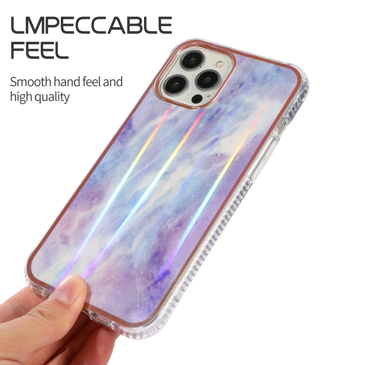 For iPhone 12 / 12 Pro Aurora Cloud Plating Gold Edge Double-Side IMD Pattern TPU Shockproof Case