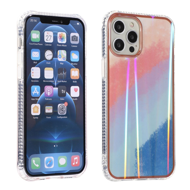 For iPhone 12 Pro Max Aurora Cloud Plating Gold Edge Double-Side IMD Pattern TPU Shockproof Case