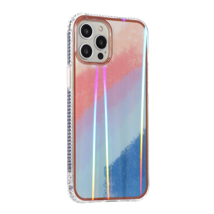 For iPhone 12 Pro Max Aurora Cloud Plating Gold Edge Double-Side IMD Pattern TPU Shockproof Case