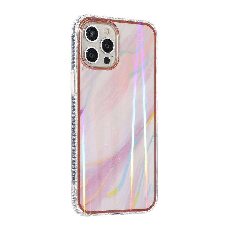 For iPhone 12 Pro Max Aurora Cloud Plating Gold Edge Double-Side IMD Pattern TPU Shockproof Case