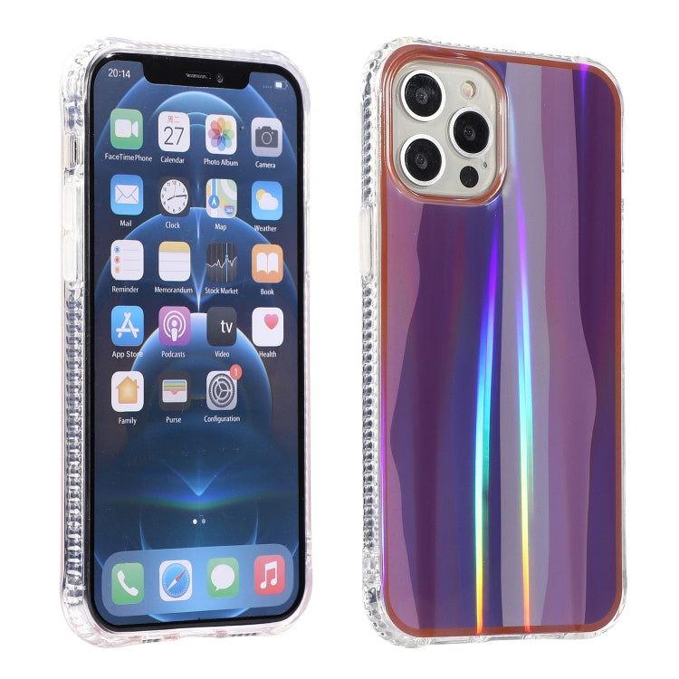 For iPhone 12 Pro Max Aurora Cloud Plating Gold Edge Double-Side IMD Pattern TPU Shockproof Case
