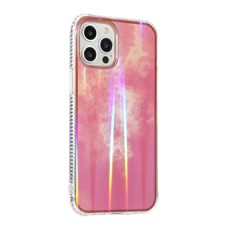 For iPhone 12 Pro Max Aurora Cloud Plating Gold Edge Double-Side IMD Pattern TPU Shockproof Case