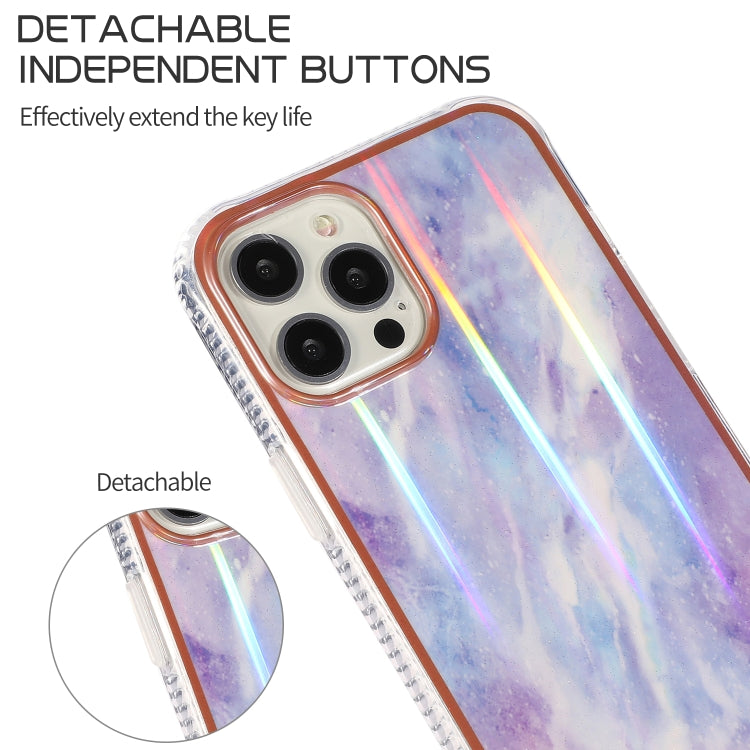 For iPhone 12 Pro Max Aurora Cloud Plating Gold Edge Double-Side IMD Pattern TPU Shockproof Case