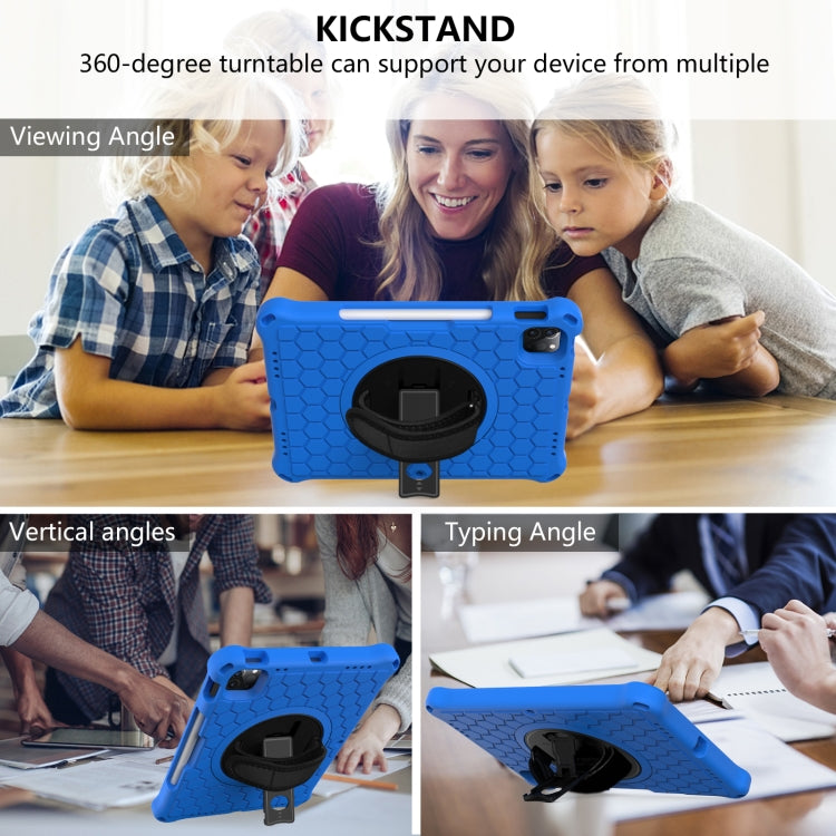 For iPad Pro 11 2022 / 2021 / 2020 / 2018 360 Degree Rotation Honeycomb Shockproof Silicone PC Protective Tablet Case with Holder & Shoulder Strap & Hand Strap