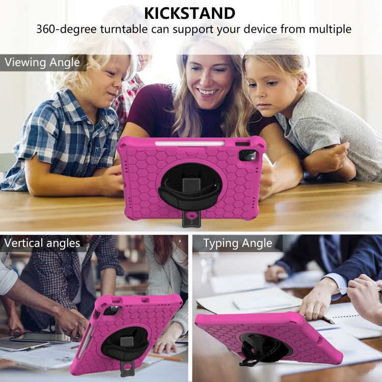 For iPad Pro 11 2022 / 2021 / 2020 / 2018 360 Degree Rotation Honeycomb Shockproof Silicone PC Protective Tablet Case with Holder & Shoulder Strap & Hand Strap