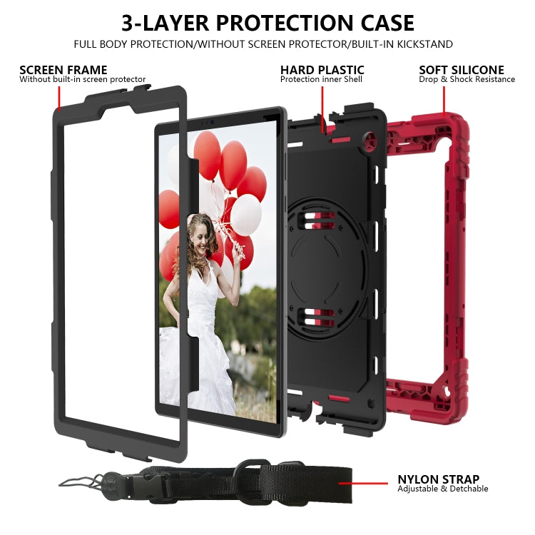 For Lenovo Tab M10 Plus 10.3 Shockproof PC + Silicone Combination Case with Holder & Hand Strap & Shoulder Strap