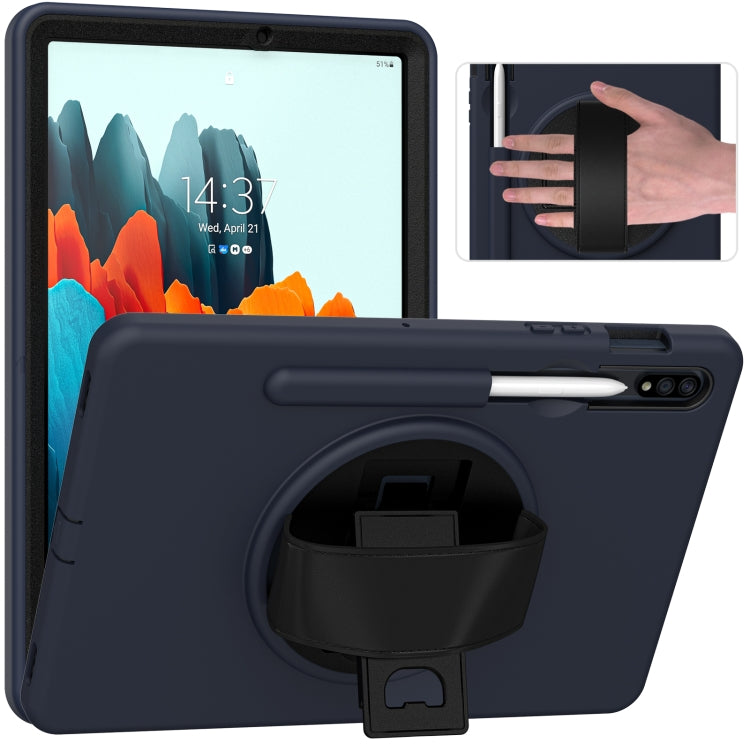 360 Degree Rotation PC + TPU Protective Case with Holder & Hand-strap & Pen Slot For Samsung Galaxy Tab S8 / Galaxy Tab S7 11 inch T870/T875