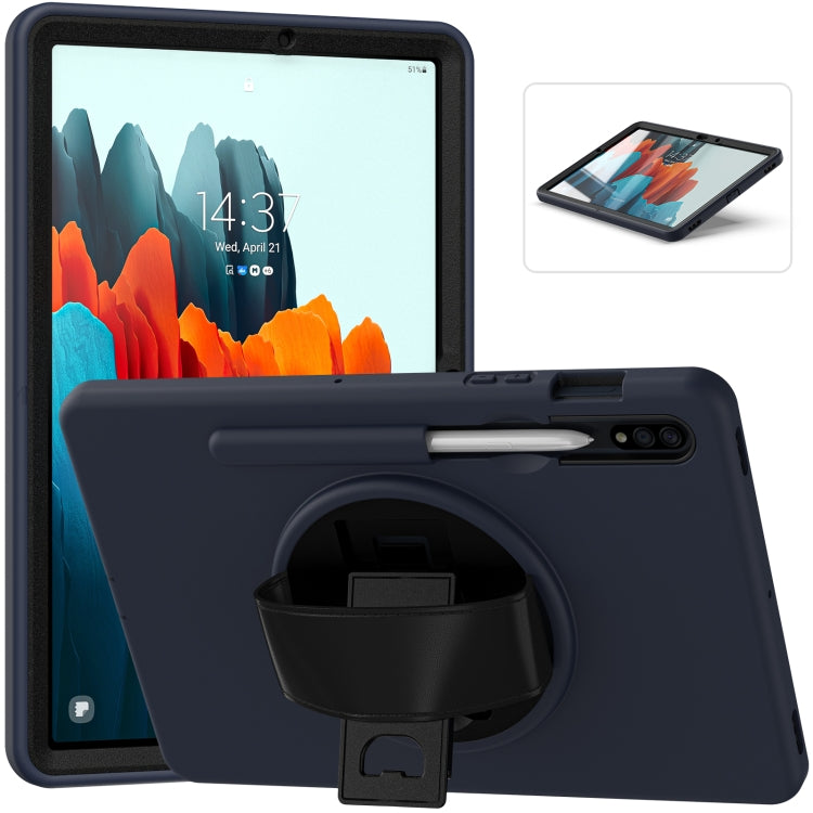 360 Degree Rotation PC + TPU Protective Case with Holder & Hand-strap & Pen Slot For Samsung Galaxy Tab S8 / Galaxy Tab S7 11 inch T870/T875