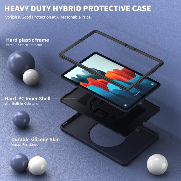 360 Degree Rotation PC + TPU Protective Case with Holder & Hand-strap & Pen Slot For Samsung Galaxy Tab S8 / Galaxy Tab S7 11 inch T870/T875