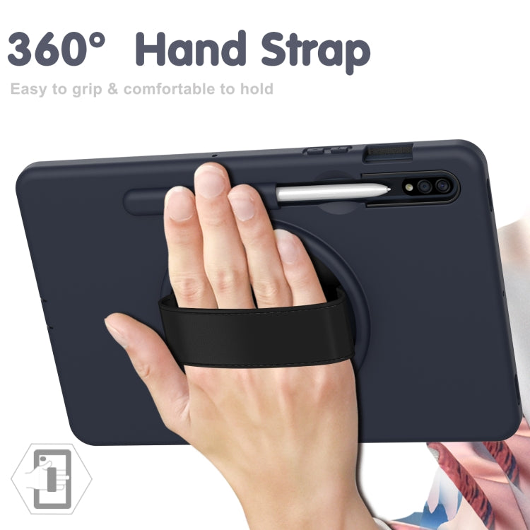 360 Degree Rotation PC + TPU Protective Case with Holder & Hand-strap & Pen Slot For Samsung Galaxy Tab S8 / Galaxy Tab S7 11 inch T870/T875