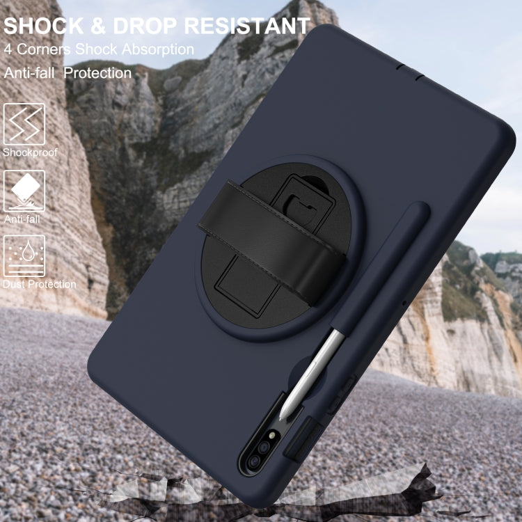 360 Degree Rotation PC + TPU Protective Case with Holder & Hand-strap & Pen Slot For Samsung Galaxy Tab S8 / Galaxy Tab S7 11 inch T870/T875