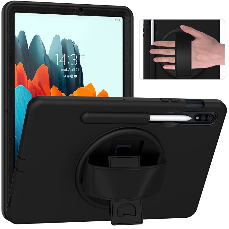 360 Degree Rotation PC + TPU Protective Case with Holder & Hand-strap & Pen Slot For Samsung Galaxy Tab S8 / Galaxy Tab S7 11 inch T870/T875