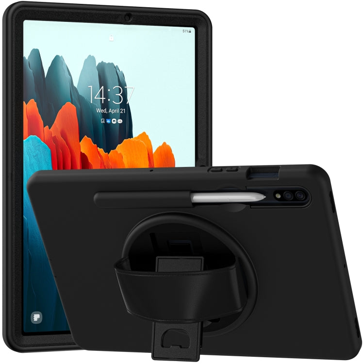 360 Degree Rotation PC + TPU Protective Case with Holder & Hand-strap & Pen Slot For Samsung Galaxy Tab S8 / Galaxy Tab S7 11 inch T870/T875