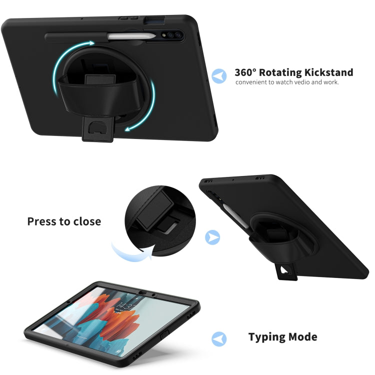 360 Degree Rotation PC + TPU Protective Case with Holder & Hand-strap & Pen Slot For Samsung Galaxy Tab S8 / Galaxy Tab S7 11 inch T870/T875