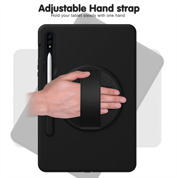 360 Degree Rotation PC + TPU Protective Case with Holder & Hand-strap & Pen Slot For Samsung Galaxy Tab S8 / Galaxy Tab S7 11 inch T870/T875